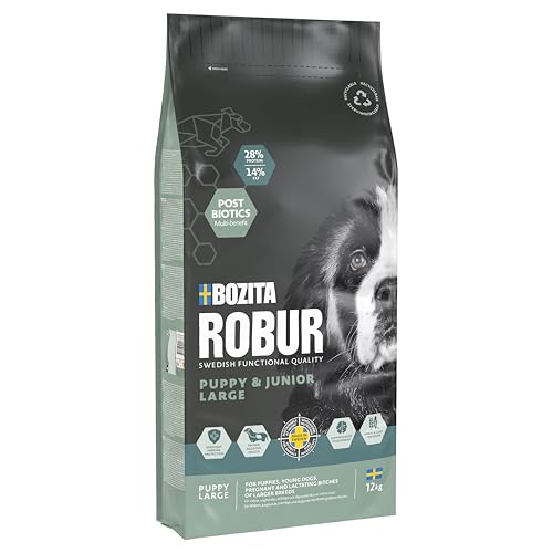 Bozita ROBUR Puppy & Junior XL Huhn 12kg - Welpenfutter Trockenfutter mit hoher Akzeptanz, Postbiotika, ohne Weizen für mittelgroße bis große Rassen und Welpen die eine große Krokette wollen