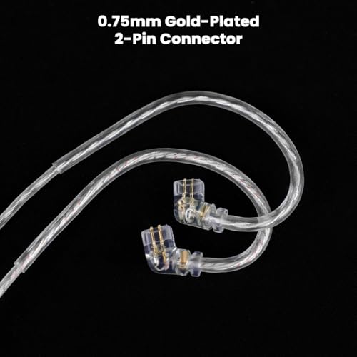 Image of AUDIOCULAR RC1 Replacement Cable for KZ IEMs, 0.75mm 2-Pin Silver-Plated Replacement Cable with HD Mic & 3-Button Control, 3.5mm Gold-Plated Jack Compatible with KZ Decet, Gale, ZA12, ZS10 PROX IEMs