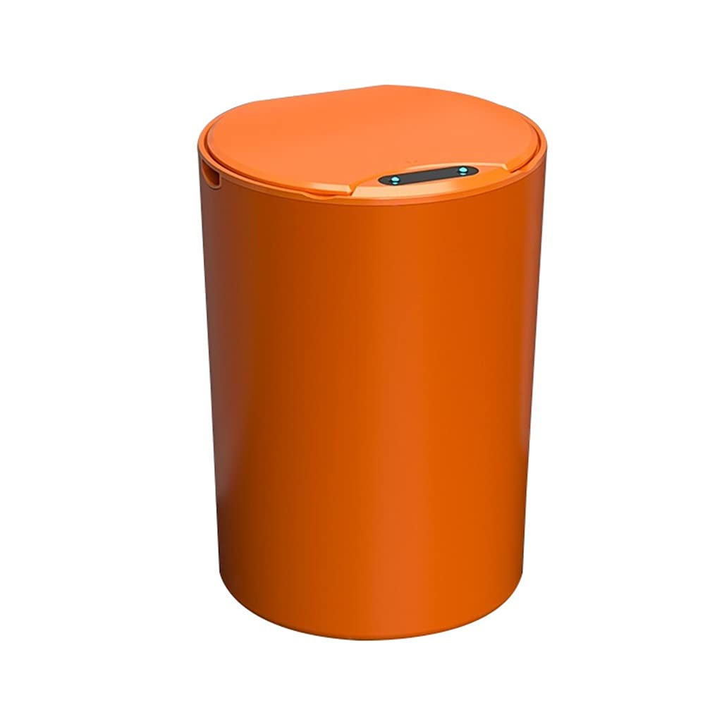 Smart Trash Can, Covered Induction Household Automatic Large-capacity Waste Paper Basket Sealed and Waterproof Design Bathroom Sanitary Bucket(Orange)