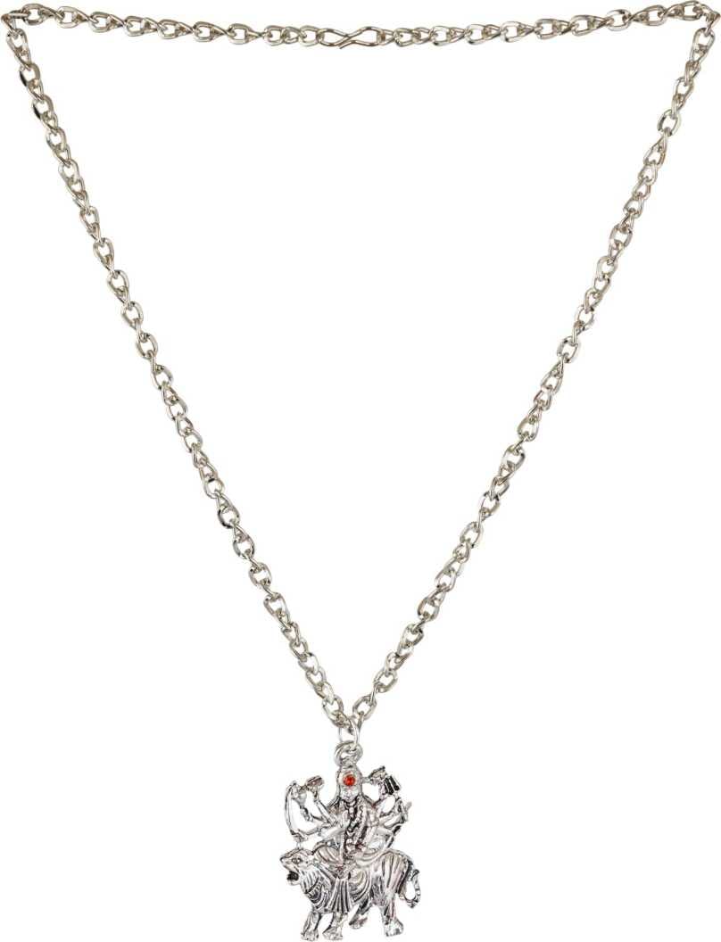 Maa Durga Sherawali Pendant with Chain Silver Color Mata Locket Goddess Powerful and Protective ppendant For Daily use for girls boy men women-image-35