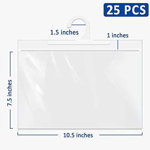 24 Pack Hanging Storage Bags, Large Hook 7.5 X 10.5-Inch Clear Plastic Bags For Classroom, Library, And Pharmacy Use #TOP1