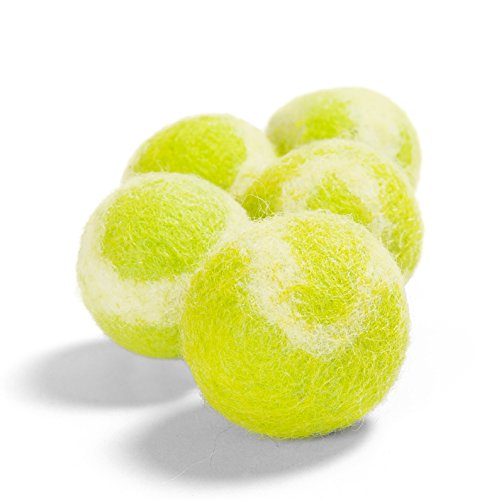 TWINCRITTERS TennisWools - All Natural Cat Toys and Tennis Balls for Small Dogs - 5 Pack - 100% Merino Wool (Yellow Green)…