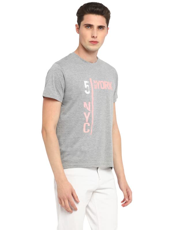 Image of AMERICAN CREW Printed Round Neck T-Shirt for Men