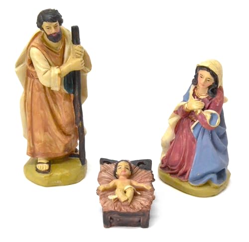 Miniatura 5 de Genérico Figuras De Belén Decorativas, Set De 3 Piezas, Estatuas De Resina Para Nacimiento, 11 Cm, Sagrada Familia Para Decoración Navideña. Jesus Nacimiento