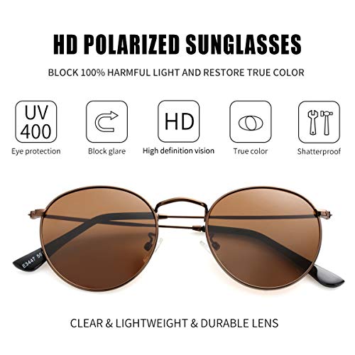 Image of Kursan Small Round Metal Polarized Sunglasses for Men Women Mirrored Lens Classic Circle Sun Glasses