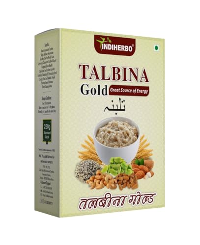 Image of INDIHERBO Talbina Gold Premium Porridge Mix with Barley, Dry Fruits and Cardamom, 250g (250 Gram, Elaichi)