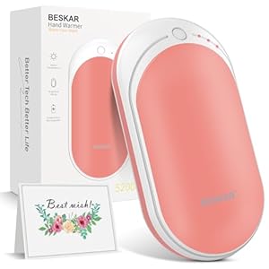 BESKAR Rechargeable Hand Warmer, 5200mAh Electric Hand Heater, Double-Sided Heating, USB Quick Charge, Portable Pocket Hand Warmer for Outdoor, Golf, Raynauds – Winter Gift
