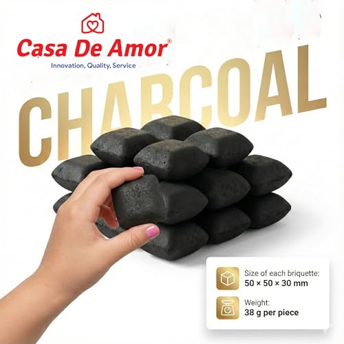Image of Casa De Amor Natural Charcoal Cubes for BBQ, Grilling & Tandoor | Long Burning, Low Smoke, Odorless Coconut Shell Charcoal | Eco-Friendly Fuel for Barbecue & Outdoor Cooking (5 Kg)