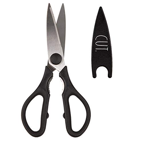 Rae Dunn Kitchen Scissors- Stainless Steel Kitchen Shears, Cooking Scissors For Cutting Meat, Chicken, Herbs And Produce With Blade Cover And Soft Grip Handles (Black) #TOP16