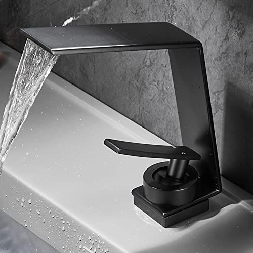 Mitigeur de lavabo cascade en laiton anti-éclaboussures noir pour changer de robinet