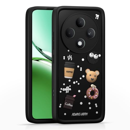 Image of Bintage Cute Fun Taddy| 3D Ball Bear| Donut| Coffee Rubber Case Full Body & Camera Protection Back Cover Compatible for Oppo F27 Pro / F27 Pro Plus 5G - Black