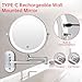 FUNTOUCH 4000mAh Wiederaufladbar Kosmetikspiegel mit Beleuchtetung, 1X 30X Spiegel Vergrößerung Wandmontage, Dimmbarer Rasierspiegel 3 Farben, Touchscreen, 360° Drehbar, Schminkspiegel für Badezimmer