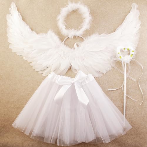 Disfraz completo de ángel con alas y tutú miniatura 3