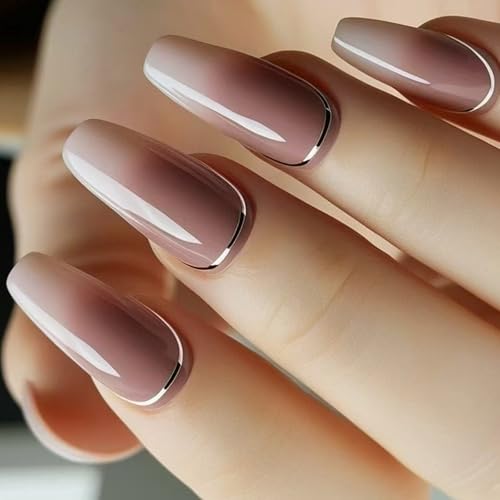 24pcs Coffin Press Ballerinas Omber Fake Glossy Gradient FalseAN̐ڒ