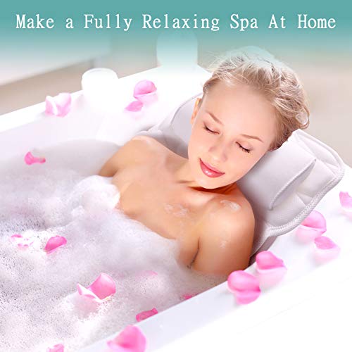 Full Body Bath Pillow, Upgraded Bath Pillows for tub with 10 Non-Slip Suction Cups & 4D Air Mesh Breathable, Spa Bathtub Pillow for Head Neck Shoulder and Back Support- Free Washing Bag & Quick Drying - Thumbnail 4