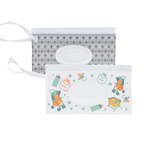 Paquete de 2 cajas de dispensadores de toallitas húmedas reutilizables para bebé, bolsa de viaje recargable, bolsas de transporte portátiles para viajes, hogar, cocina, baño (gris)