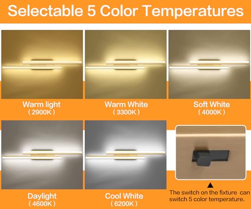 Image of PRESDE 40 Inch LED Vanity Light Brushed Gold Bathroom Light Fixtures Over Mirror Modern Bath Lighting Bar 5CCT