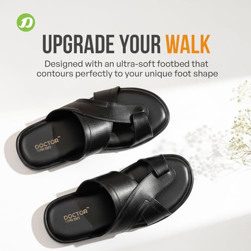 Image of DOCTOR EXTRA SOFT Men's Memory Foam Cushion Footbed Sandals /Chappal for Adults with Adjustable Strap| Diabetic & Orthopedic|LightWeight Comfortable Stylish & Anti-Skid| Dr.Slippers & FlipFlops Gents A-02