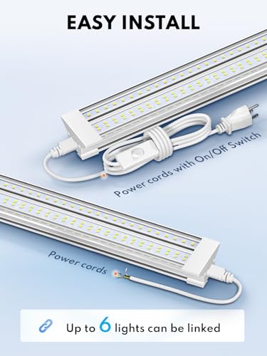 Image of 60W Led Shop Lights 4FT Hanging&Surface Mount Linkable 10pack for Shop | Super Bright 10000LM 5000K 4' Led Shop Lights, 4 foot Led Shop Light Lighting Fixture for Ggrage Workshop Warehouse Workbench