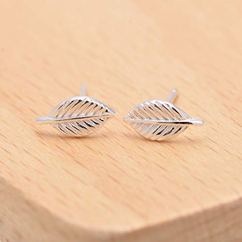 925 Sterling Silver Small Leaf Earrings Studs #TOP2