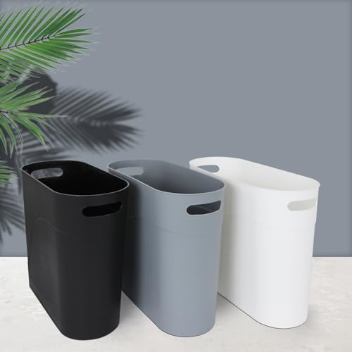 Image of 2 Pack 3.2 Gallon Plastic Trash Cans for Bathroom, Small Waste Bins with Handles, Compact Garbage Containers for Narrow Spaces, Recycle Wastebaskets for Office, Kitchen, Bedroom, Living Room (black)
