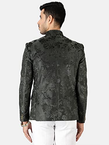 Image of WINTAGE Men's Emroidered Velvet Green Bandhgala