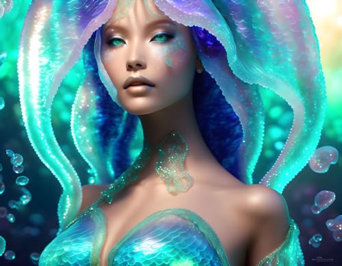 Art Jelly Fish Mermaid pour illuminer un mur sombre sans cadre 50x70