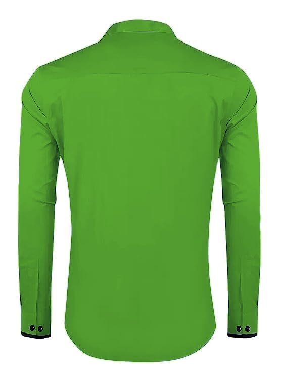 Image of Men's Regular Cotton Casual Slim Fit Shirt with Classic Collar, Long Sleeve, Solid Pattern, Breathable Fabric, and Unique Design for a Timelessly Modern