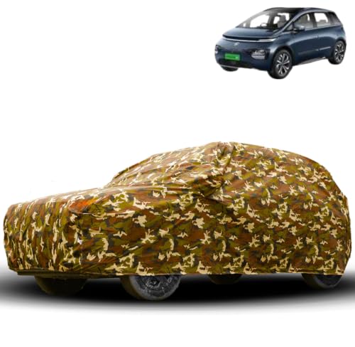 Image of Water Proof Car Body Cover Compatible for MG Windsor EV. | Dust Proof, Heat Resistant | Ultra Surface Body Protection - (Military Jungle Print)