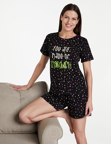 Image of Amazon Brand - Symbol Women Cotton T-Shirt and Shorts Night Suit | Two Piece Set | Regular Fit (Available in Plus Sizes)