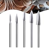 Holzschnitzwerkzeuge, 5 Stück, HSS-Holzbearbeitungswerkzeuge für Drehwerkzeug, Gravurbohrer-Set, 0,3 cm Schaft, Universalwerkzeug für Heimwerker, Schnitzen, Bohren, Mikroskulpturen, Holzhandwerk,