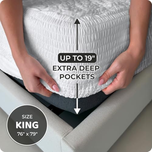 Image of PAULATO BY GA.I.CO King Waterproof Mattress Protector - 100% Waterproof Mattress Cover, Soft Quilted Polyester, Breathable & Silent, Deep Pocket Fit (King)