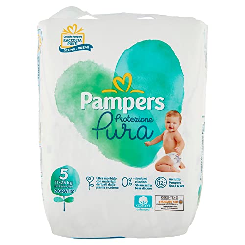 Pampers Naturello, 19 pañales que contienen algodón y materiales naturales derivados de las plantas, 0% perfume, talla 5 (11-25 kg)
