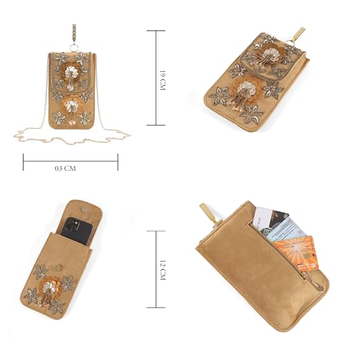 Image of J I ACCESSORIES Velvet Saree Clutch Mobile Pouch Waist Clip Ladies Purse Gift For Women