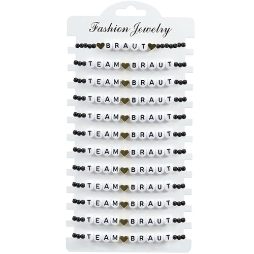 Sunshine smile 12 Stück JGA Armbänder Frauen,JGA Accessoires Frauen,Jungesellinenabschied Accessoires,Team Braut Armbänder Junggesellinnenabschied für Junggesellenabschied,Hochzeit