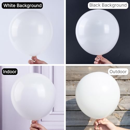 Image of PartyWoo White Balloons 100 pcs 10 Inch Matte White Latex Helium Balloons for Wedding Bridal Graduation Engagement Baby Shower Gender Reveal Easter Anniversary Birthday Party Decorations White-Y13