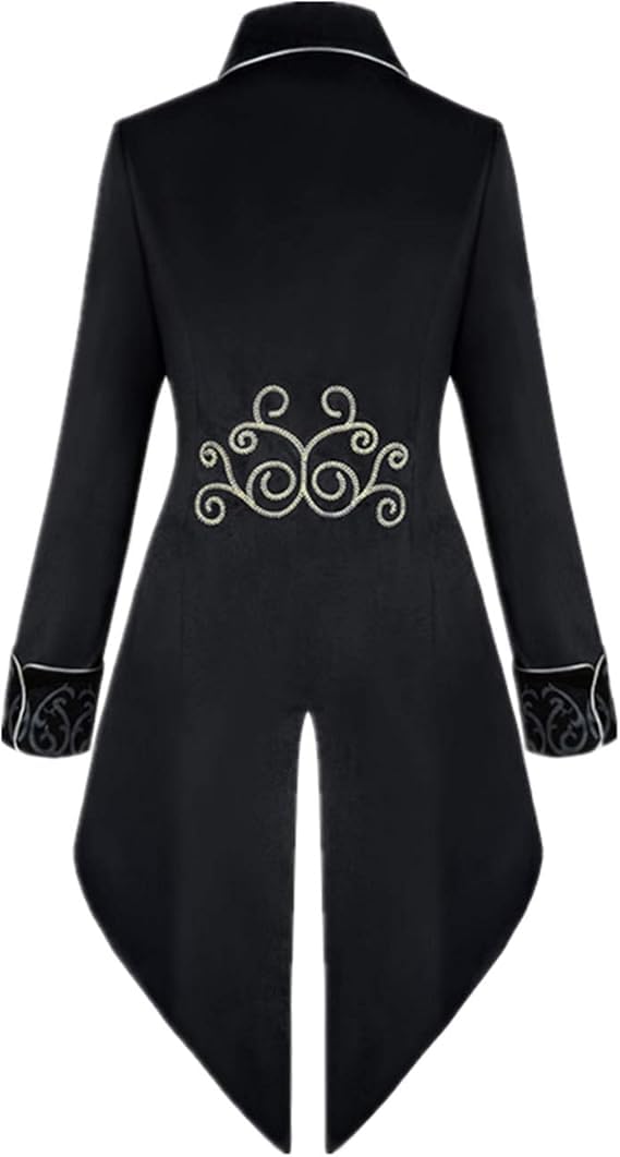 Men's Steampunk Vintage Tailcoat Jacket Gothic Tailcoat Coat Carnival Costumes,Medieval Clothing Men,Halloween Costume Men (Black, M) - Image 3