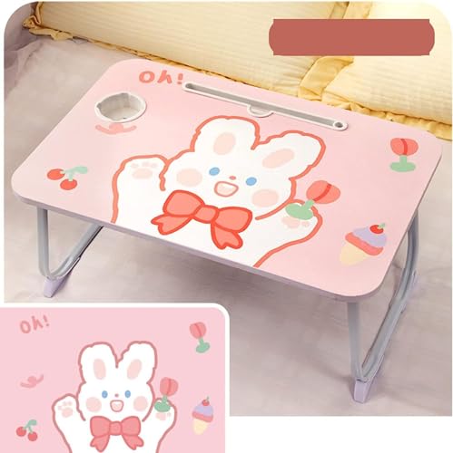 折りたたみテーブル ローテーブル ベッドテーブル スロット+引き出し 折り畳み かわいい ウサギ クマ ピンク ブルー 女の子 凹溝付き 組立不要 座卓 ちゃぶ台 ミニテーブル ワークデスク 作業台 書斎机 小型 フィット在宅勤務 勉強 B