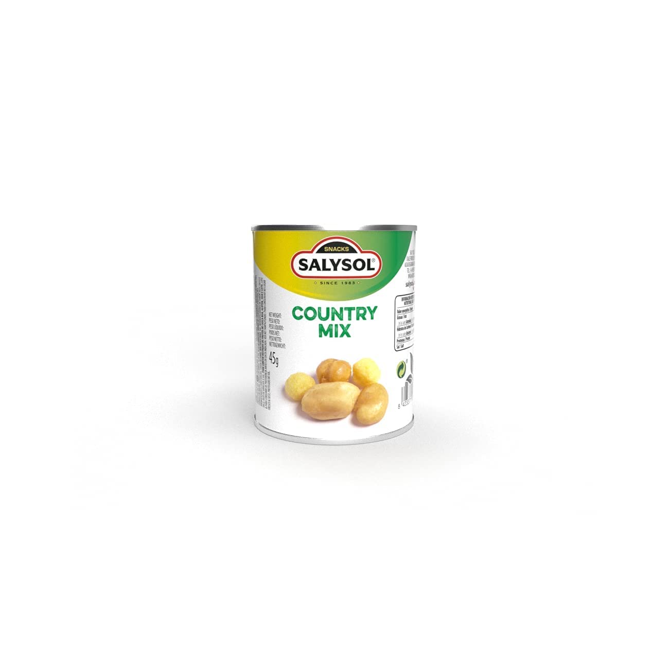 SALYSOL Country Mix Cacahuetes Habas Garbanzos Bola de Maíz Aceite de Girasol Snacks Envasados al Vacío