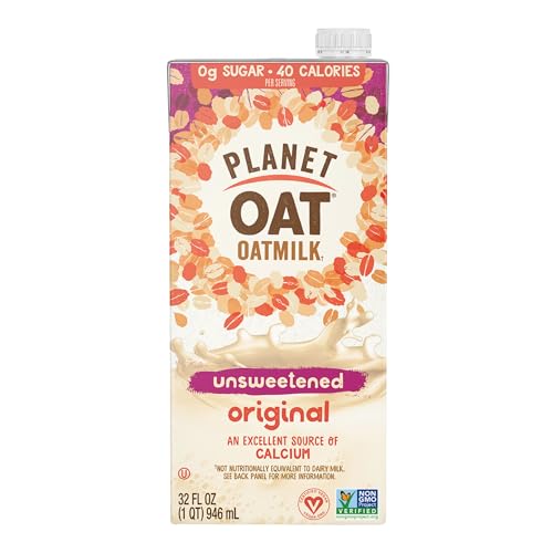 Planet Oat Oatmilk, Unsweetened Original 32 oz (Pack of 6), Lactose Free, Dairy Free, NonGMO, Planet Oat Oat Milk