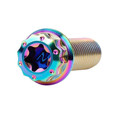 Image of Titanium Flange 12 Point Head M8 x15 20 25 30 35 40 45 50 55 60 65mm Screw Bolt Pack of 4 (M8x25mm, Rainbow)
