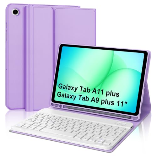 Funda teclado para Samsung Galaxy Tab A11 Plus 11 pulgadas con teclado español QWERTY morado
