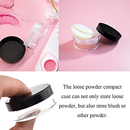 HAHIYO 4Pcs 10ml/0.34oz Plastic Empty Travel Powder Container Small Loose Powder Compact Case Makeup Cosmetic Jar Refillable Powder Box No Leak Powder Holder with Rotatable Sifter and Black Screw Lid - Image 6