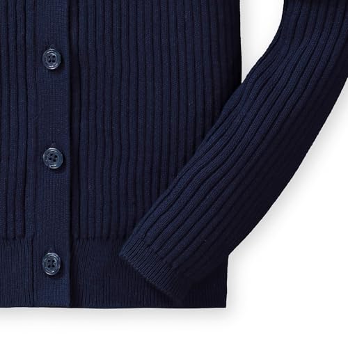 Image of Hope & Henry Girls' Long Sleeve Fancy Cardigan Sweater with Stripe Trim