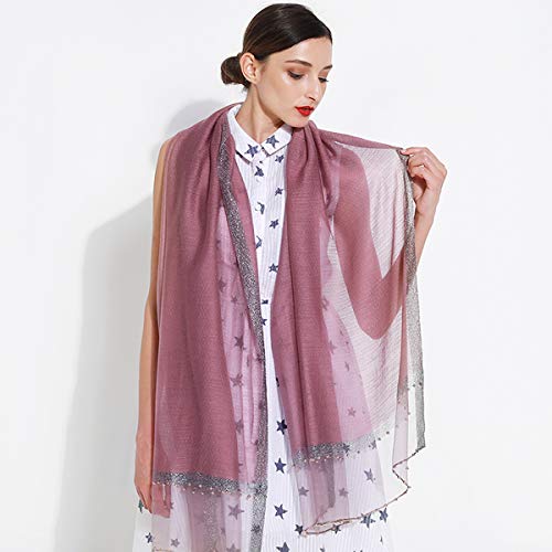 Spring New Silk Scarf Chiffon Scarf Women Solid Color Bead Scarf Silk Stitching Tulle Design Sun Protection Shawl2