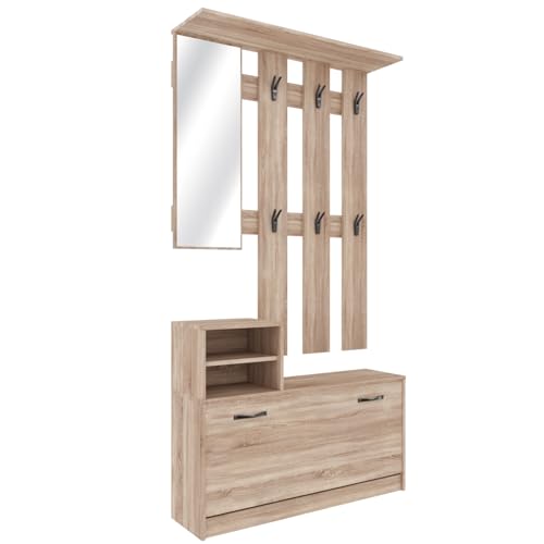 VANO GIORNO E SPECCHIO INTEGRATO: Ripiano da 35 cm per oggetti decorativi chiavi e piccoli accessori; specchio 76 x 30 cm per un ultimo controllo prima di uscire; funzionalità e praticità in un unico mobile