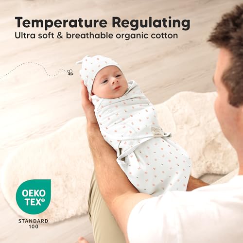 Image of 3pk Organic Swaddles for Newborns Girls, Boys & Hats (Butterflies, 0-3M) | Soft Cotton Baby Sleep Sacks 0-3 Months, Breathable Baby Hats and Swaddles 0-3 Months, Newborn Essentials Must Haves