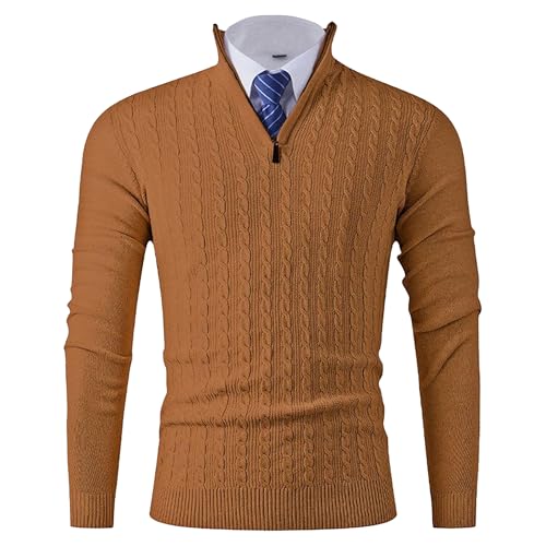 Pull col roulé zippé quart de tour pour homme en maille premium texturée