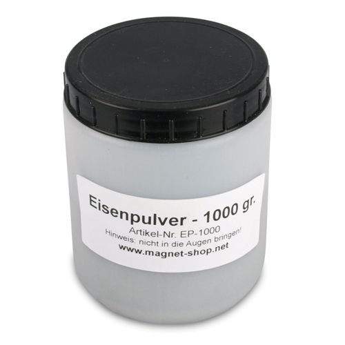 Eisenpulver (magnets4you) - 1000g | Eisenspäne für magnetische Experimente, sichtbare Magentfeldkennlinien | Magnetismus erklären für z.B. Schule/Unterricht/Physik