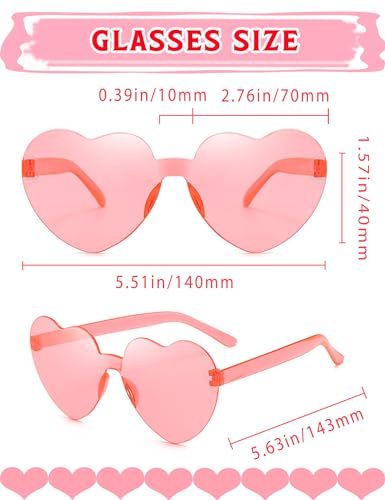 Heart Shaped Sunglasses Rimless Colorful Heart Glasses Bachelorette Party Favors (Mixed Colors)2